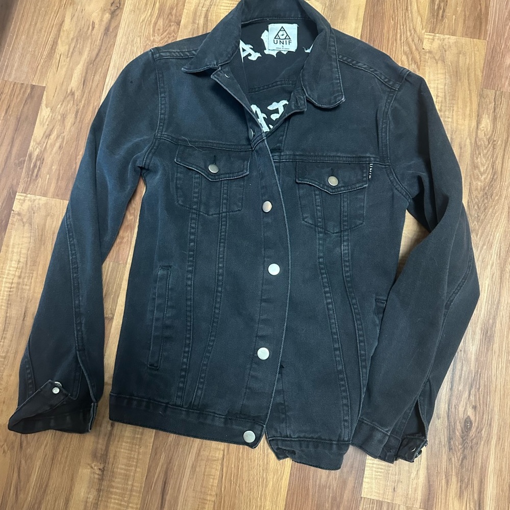 UNIF Charcoal Jacket with White Lettering - Picture 4 of 5